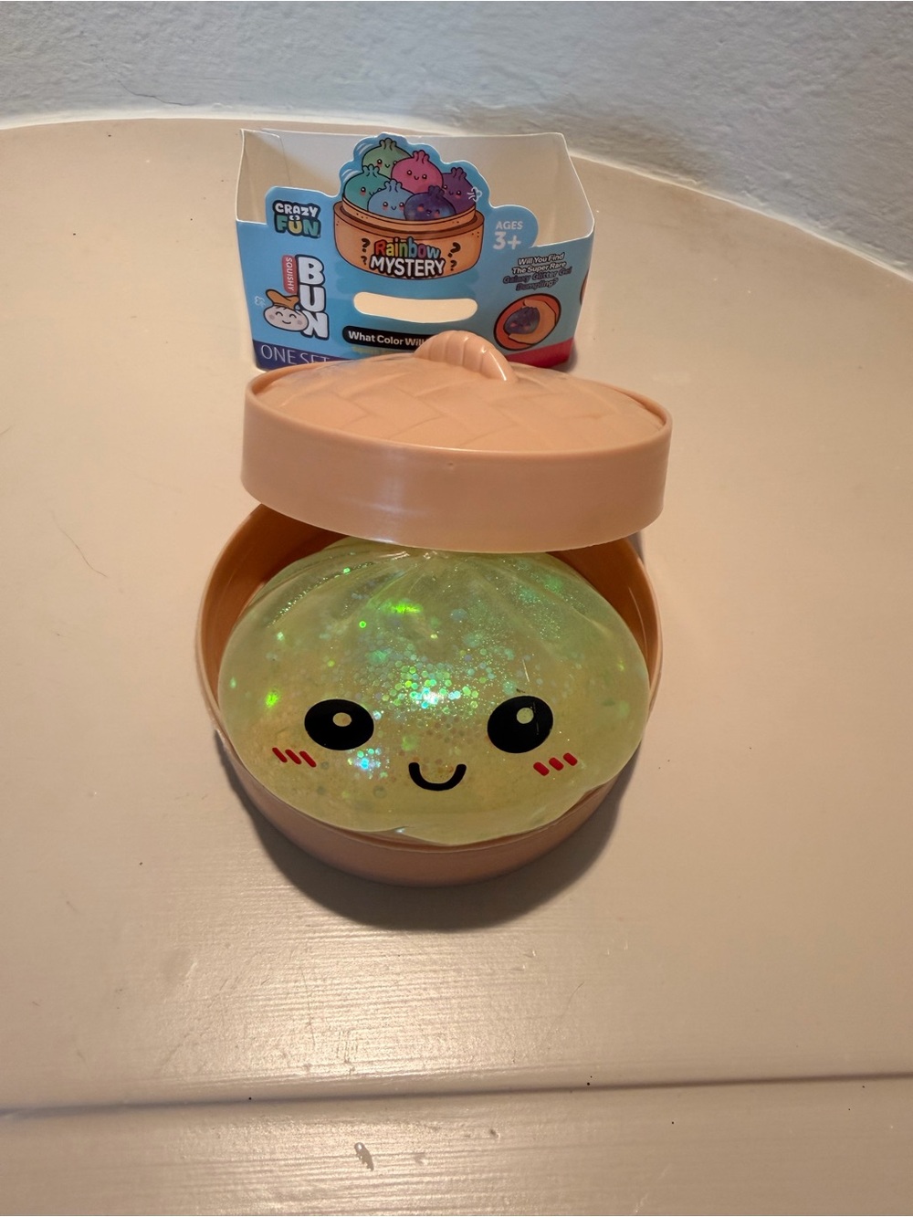 Rainbow Mystery Cute Squishy Jelly in Peach Container